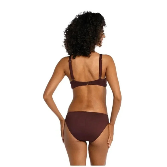 La Blanca Swimming Top Underwater Twisted Front Island Goddess Java Brown 8 New - Picture 2 of 8